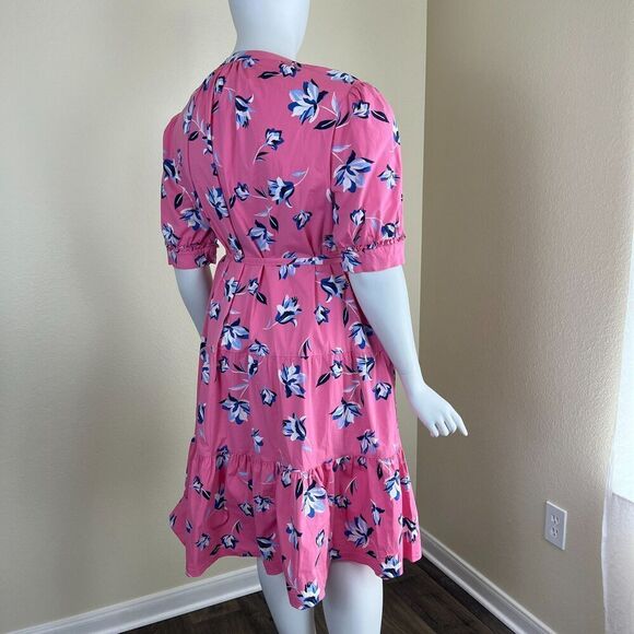 Draper James Women's Size 2X Pink Floral Button Front Tiered Midi Dress Preppy - Picture 13 of 14